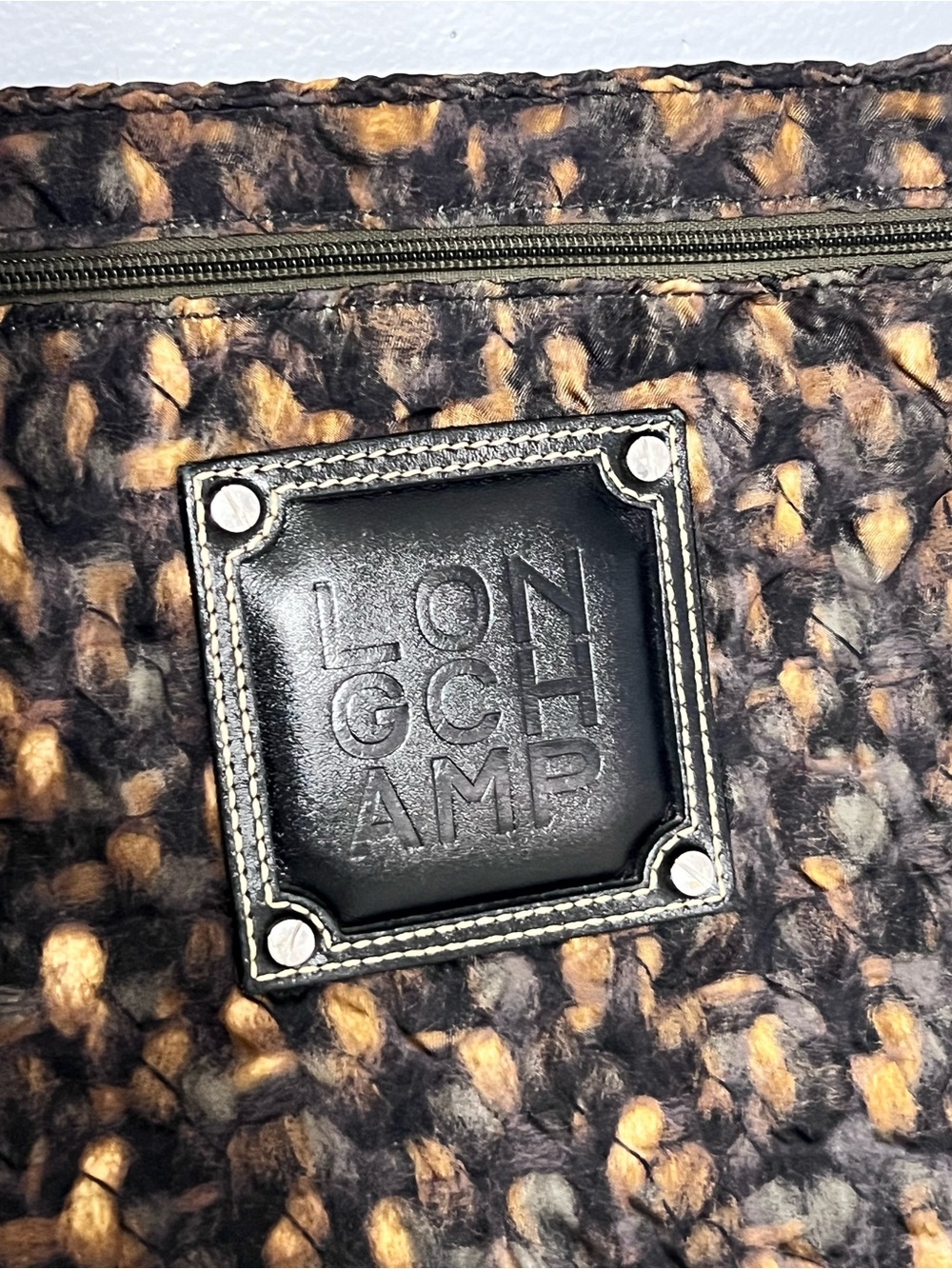 Longchamp Brown and Black Woven Crossbody with Leather Logo Patch - Picture 8 of 15